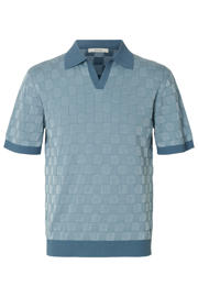 thumbnail: Selected relaxed polo gebreid blauw