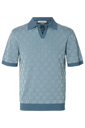 relaxed polo gebreid blauw