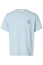 thumbnail: Selected regular T-shirt met backprint lichtblauw