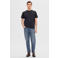 Selected regular T-shirt seersucker donkerblauw