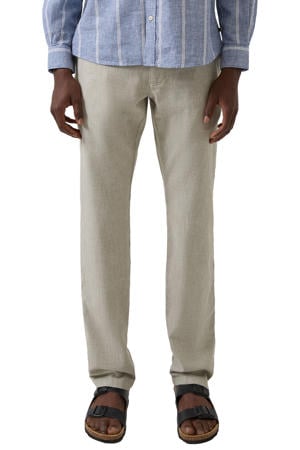regular pantalon met linnen beige
