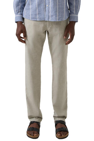regular pantalon met linnen beige