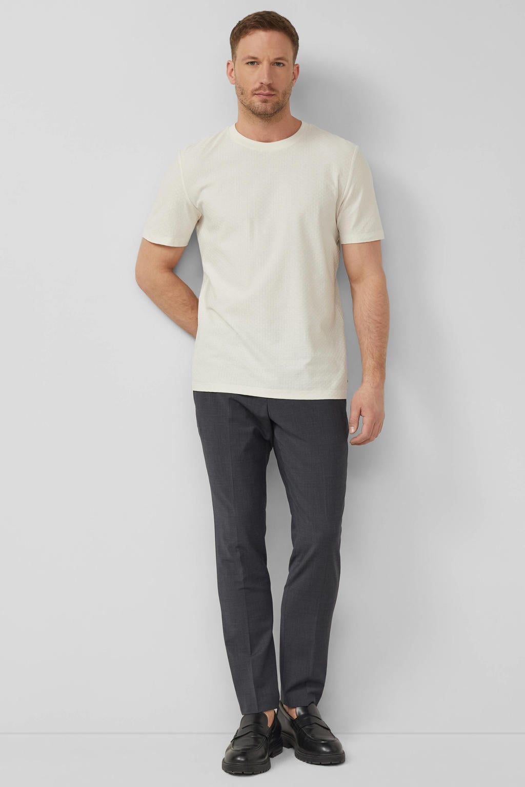 Witte heren s.Oliver BLACK LABEL regular T-shirt van katoen met effen, korte mouwen en ronde hals