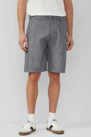 regular casual short met linnen met krijtstreep grijs