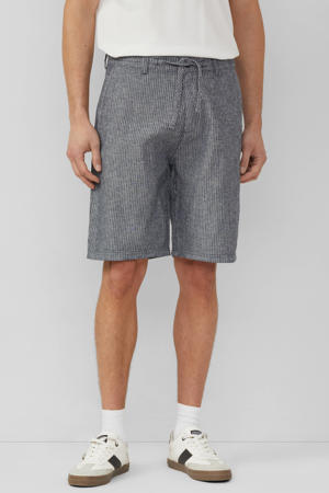 regular casual short met linnen met krijtstreep grijs