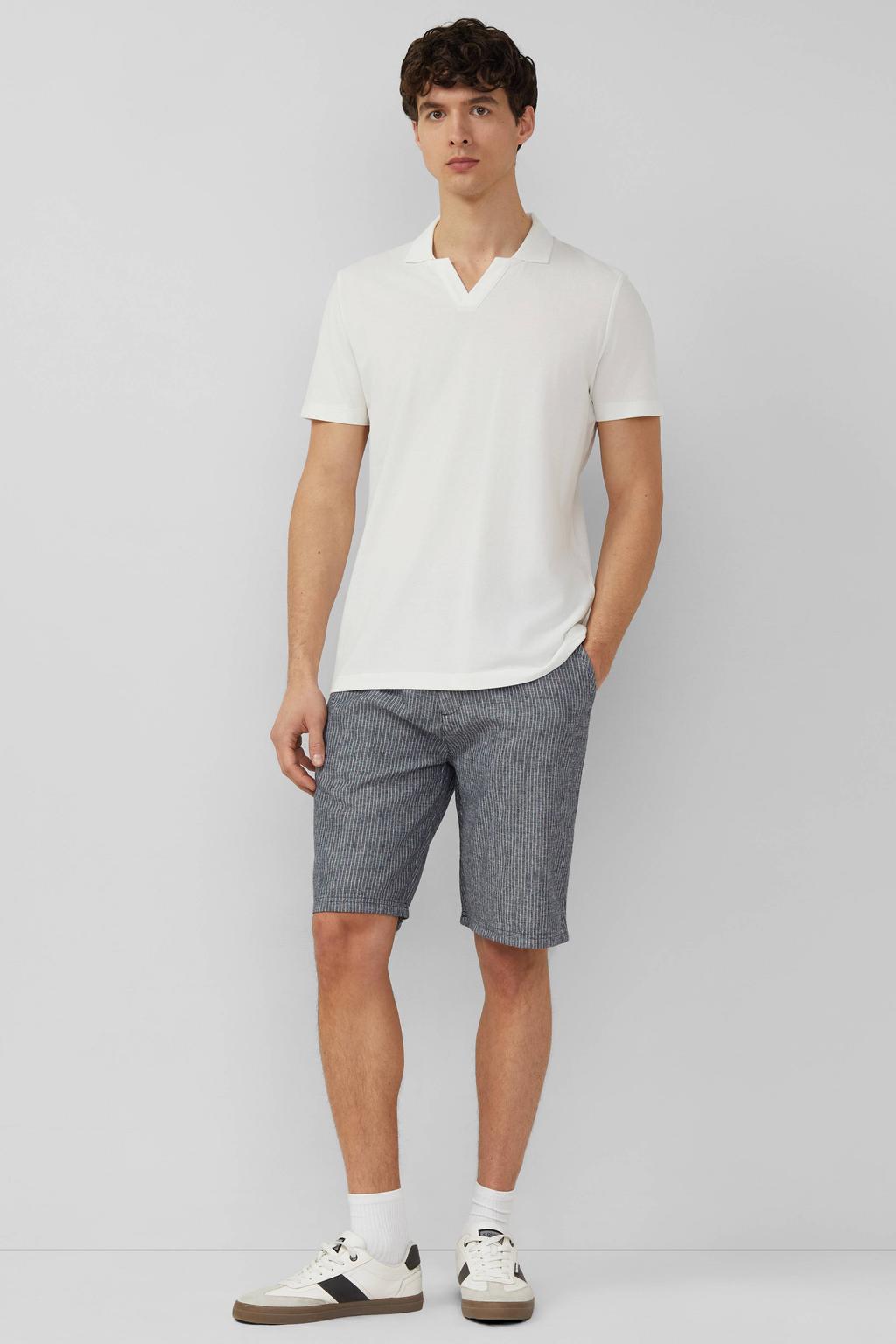 s.Oliver regular casual short met linnen met krijtstreep grijs
