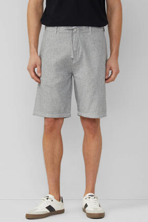 regular casual short met linnen met krijtstreep grijs