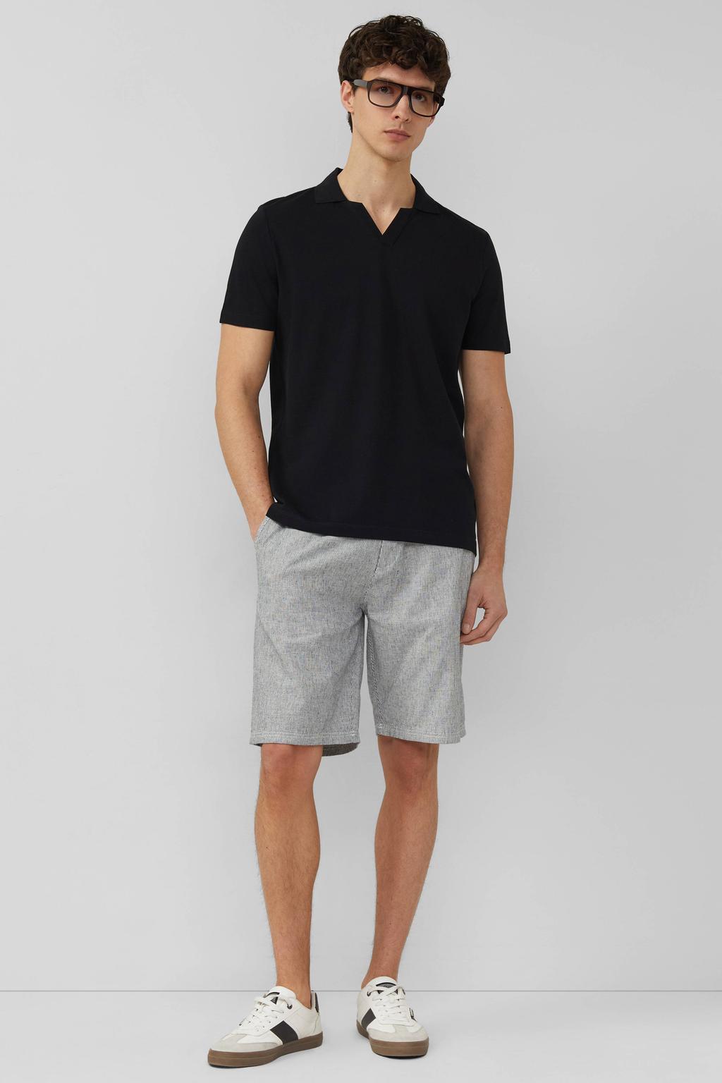 s.Oliver regular casual short met linnen met krijtstreep grijs