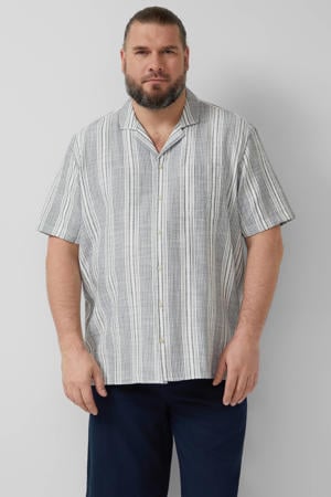 relaxed gestreept casual overhemd antraciet