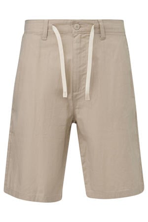 straight bermuda short met linnen beige