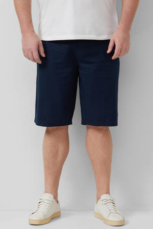 straight bermuda short met linnen donkerblauw