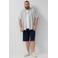 s.Oliver Big Size straight bermuda short met linnen donkerblauw