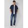 s.Oliver regular casual overhemd met linnen donkerblauw