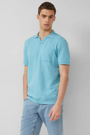 regular polo met ingebreid patroon blauw