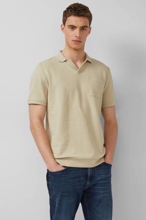 regular polo met ingebreid patroon beige