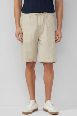 straight bermuda short met linnen beige