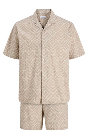 loose casual overhemd met short beige - (set van 2)