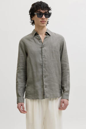 relaxed casual overhemd met linnen groen