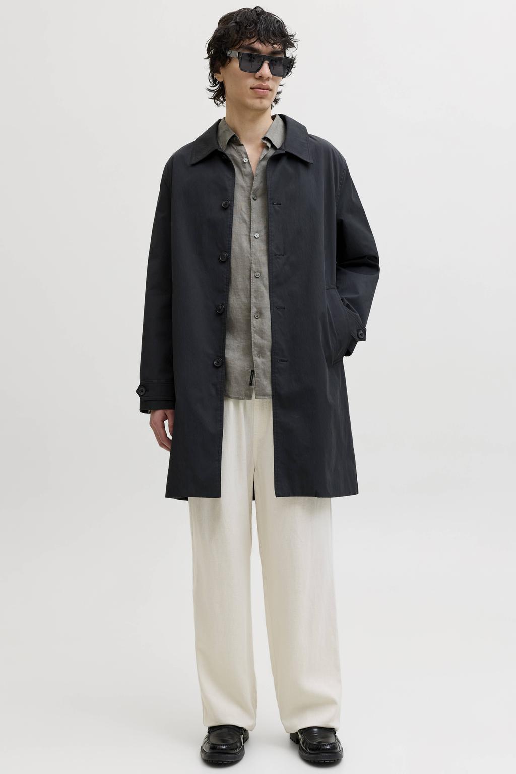 JACK & JONES PREMIUM relaxed casual overhemd met linnen groen
