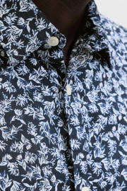 thumbnail: JACK & JONES PREMIUM regular casual overhemd met linnen donkerblauw