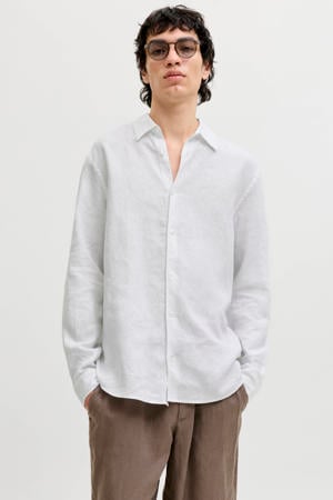 relaxed casual overhemd met linnen wit