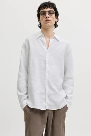 relaxed casual overhemd met linnen wit