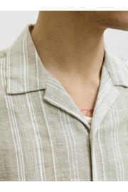 thumbnail: JACK & JONES PREMIUM regular gestreept casual overhemd met linnen beige