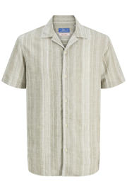 thumbnail: JACK & JONES PREMIUM regular gestreept casual overhemd met linnen beige