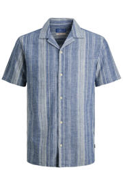 thumbnail: JACK & JONES PREMIUM regular gestreept casual overhemd met linnen blauw