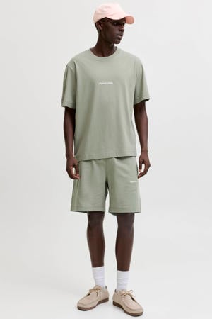 relaxed T-shirt en sweatshort lichtgroen - (set van 2)