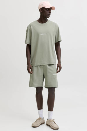 relaxed T-shirt en sweatshort lichtgroen - (set van 2)
