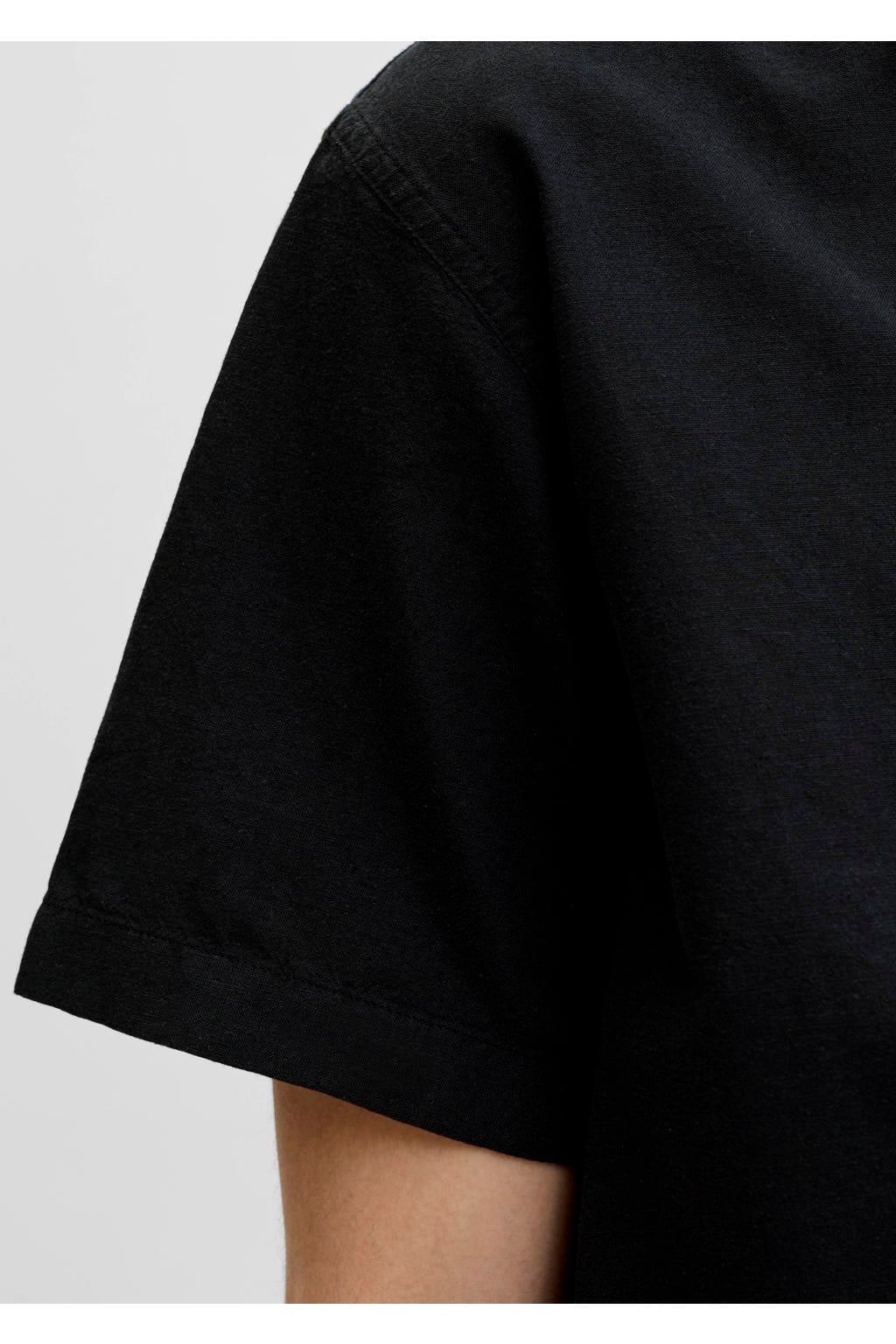 JACK & JONES ESSENTIALS regular casual overhemd met linnen zwart
