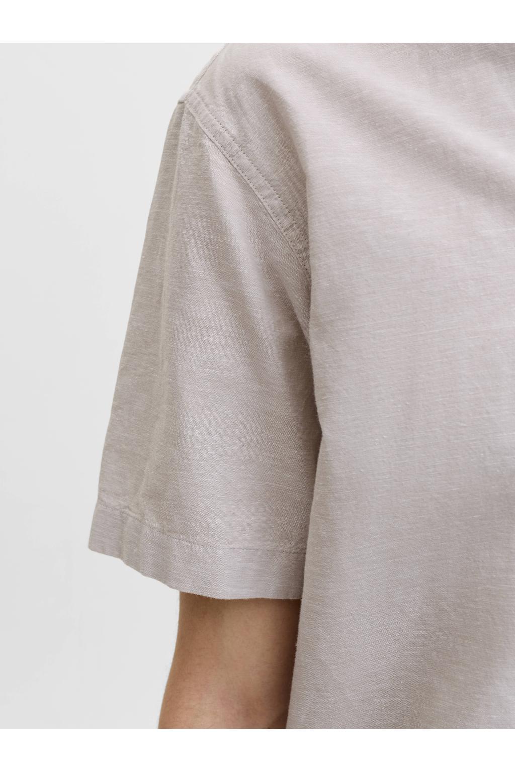 JACK & JONES ESSENTIALS regular casual overhemd met linnen beige