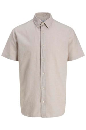 regular casual overhemd met linnen beige