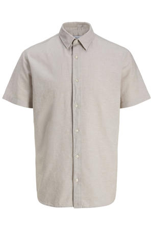 regular casual overhemd met linnen beige