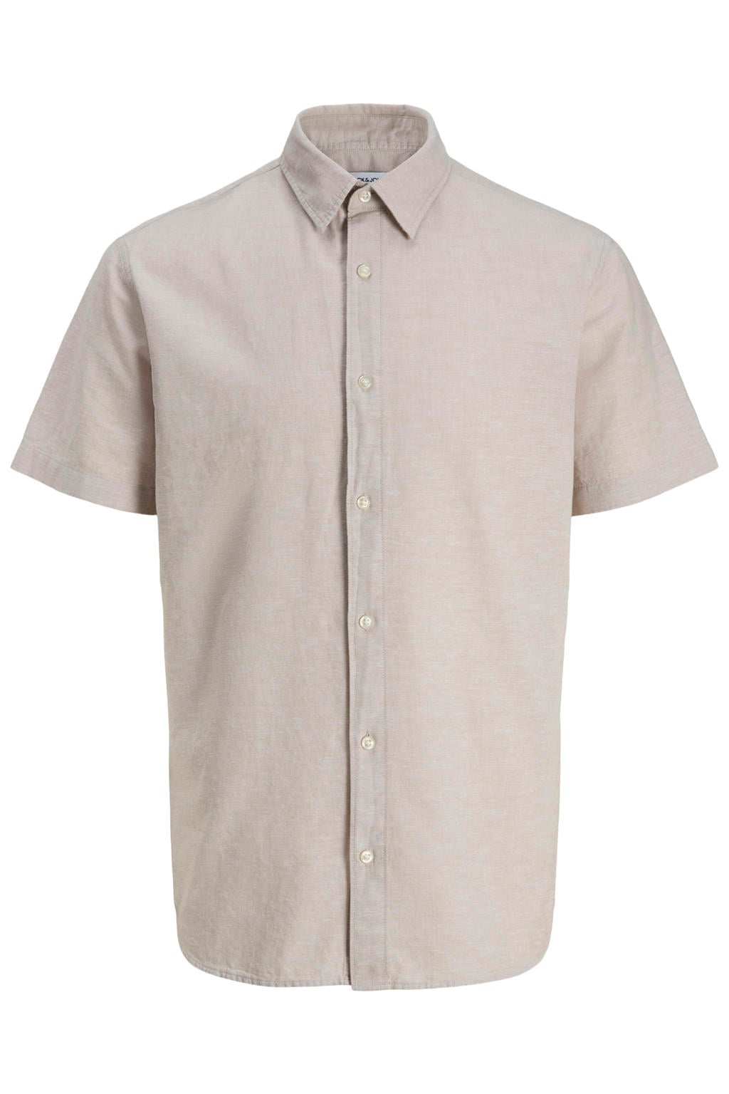 JACK & JONES ESSENTIALS regular casual overhemd met linnen beige