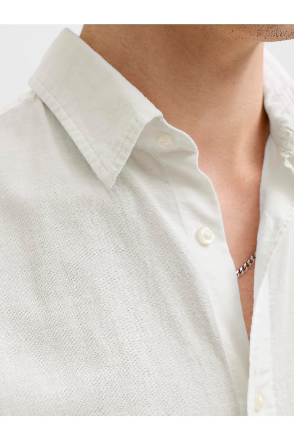 JACK & JONES ESSENTIALS regular casual overhemd met linnen wit