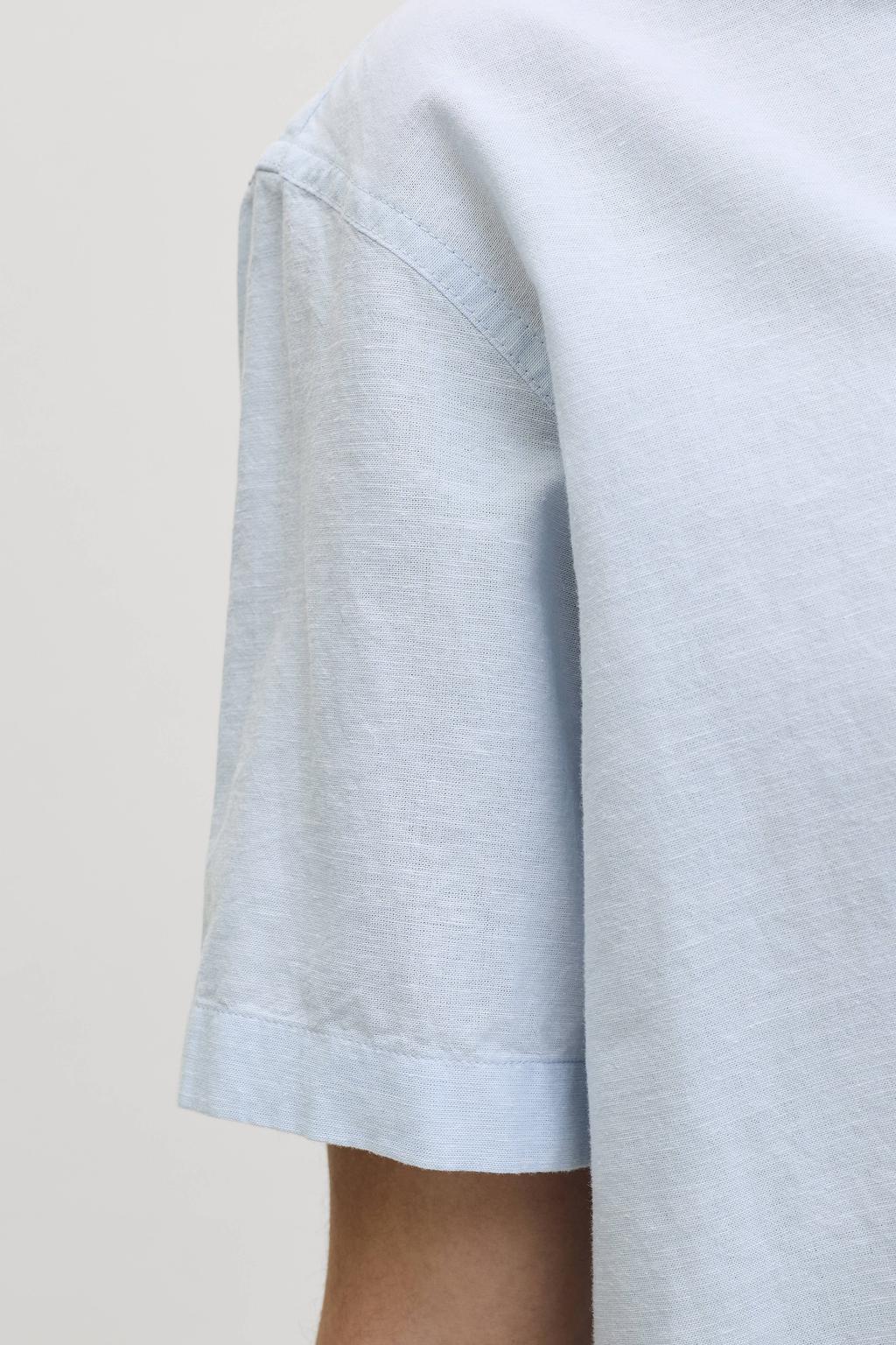 JACK & JONES ESSENTIALS regular casual overhemd met linnen lichtblauw