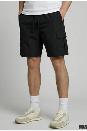 JREBJASON relaxed cargo short zwart