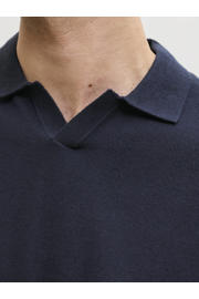 thumbnail: JJ REBEL relaxed polo fijn gebreid donkerblauw
