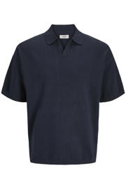 thumbnail: JJ REBEL relaxed polo fijn gebreid donkerblauw