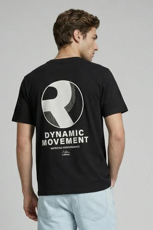 relaxed T-shirt met backprint zwart