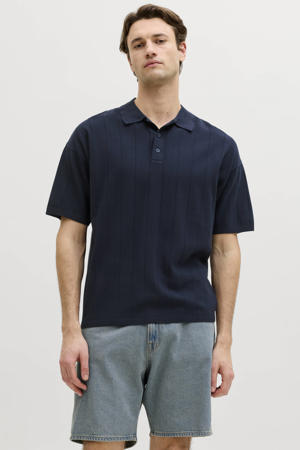 relaxed polo gebreid donkerblauw