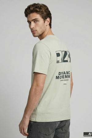 relaxed T-shirt met backprint lichtgroen