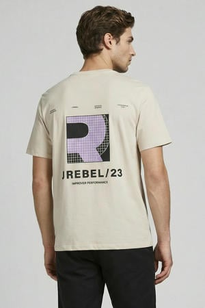 relaxed T-shirt met backprint beige