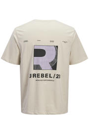 thumbnail: JJ REBEL relaxed T-shirt met backprint beige