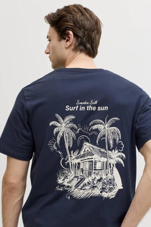 relaxed T-shirt met backprint donkerblauw