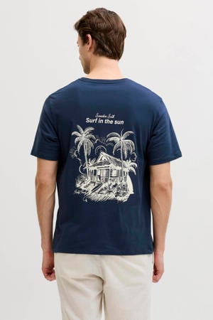 relaxed T-shirt met backprint donkerblauw
