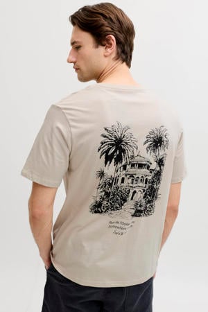 relaxed T-shirt met backprint beige