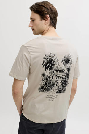 relaxed T-shirt met backprint beige